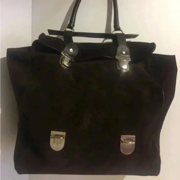 Jane August Unsex chocolate suede hobo shoulder handbag